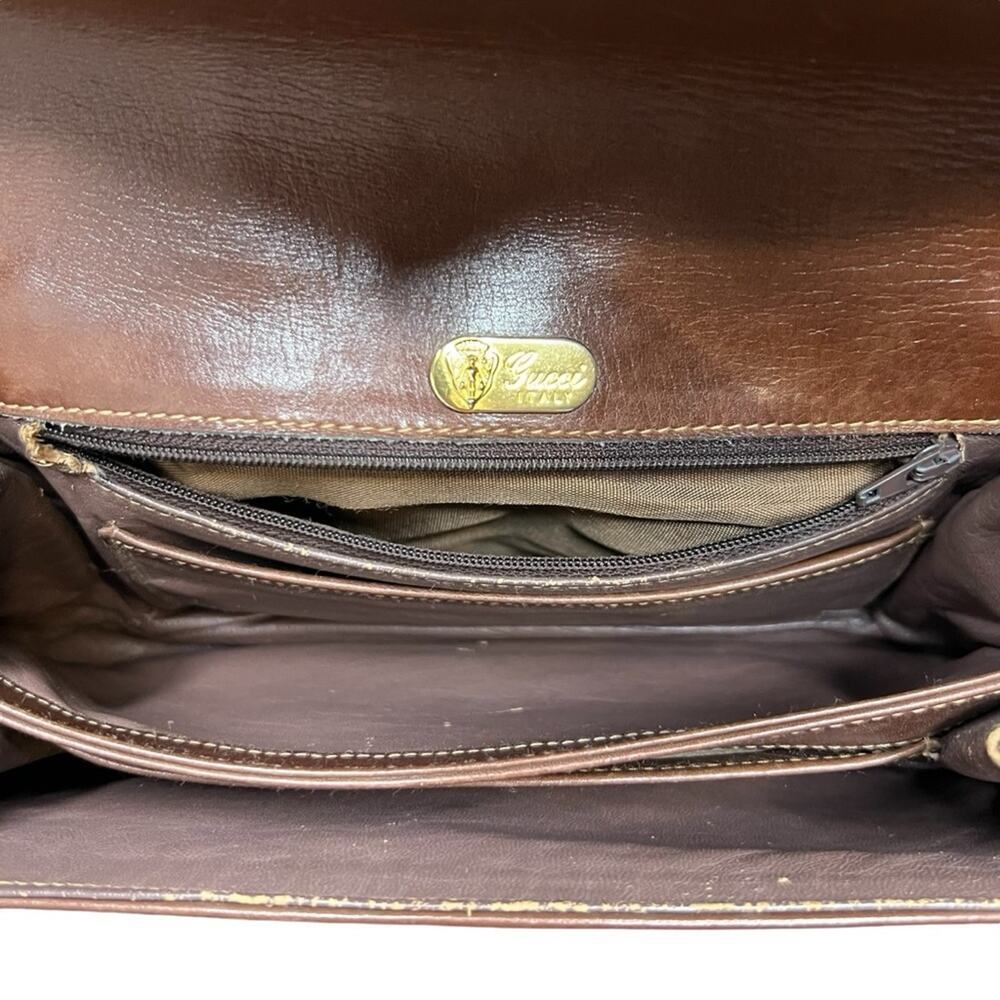Gucci Horse-Bit Brown Smooth Calfskin Leather Vintage Shoulder Bag - Picture 14 of 15